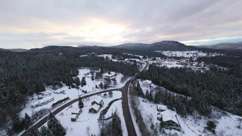 Icy river between winter mountains fpv Stock Footage 321179361