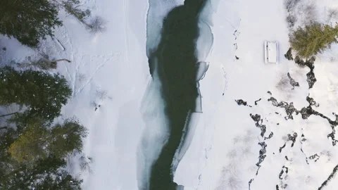 Icy River Drone Shot Stock Footage 301668189