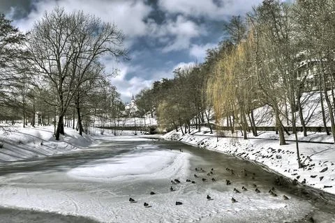 Icy river Stock Photos