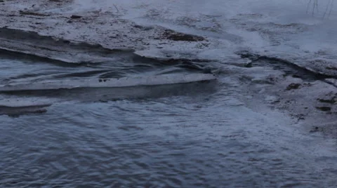 Icy River Stream Stock Footage 47198591