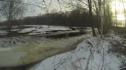 Icy rivet at wintertime Stock Footage 46365238