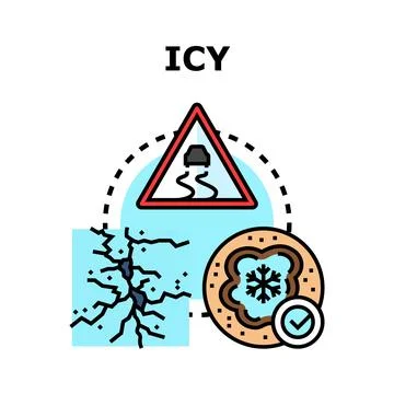 Icy road condition and cold weather concept Stock Illustration
