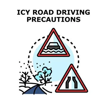 Icy road driving precautions vector concept illustration Stock Illustration