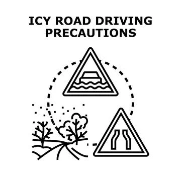Icy road driving precautions vector concept illustration Stock Illustration