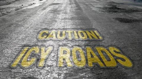 Icy road. Selective focus. Danger concept ice-crusted ground.  Stock Illustration