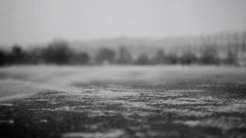 Icy road with Snow waves - B&amp;W Stock Footage 148228091