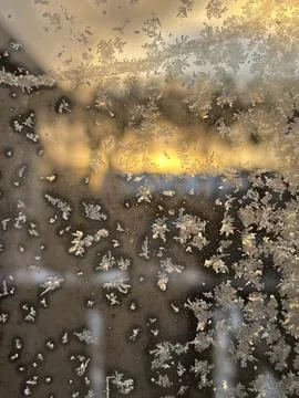 Icy sculptures on the window Foto stock