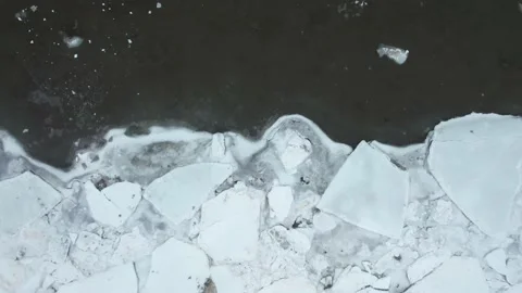 Icy shoreline flight Stock Footage 231440404