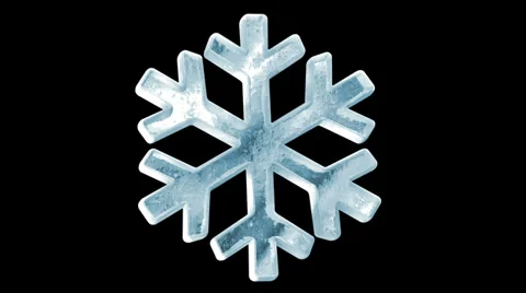 Icy Snowflake Icon Rotation with Alpha Channel. Seamless Looping HQ Video Clip Stock Footage 33345367