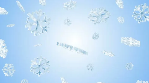 Icy Snowflakes Falling on Blue Background Stock Footage 42490603