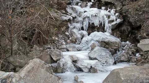 An icy stream. Stock Footage 11495560