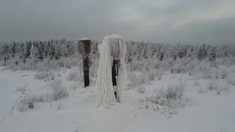 Icy water tower Stock Footage 162902910