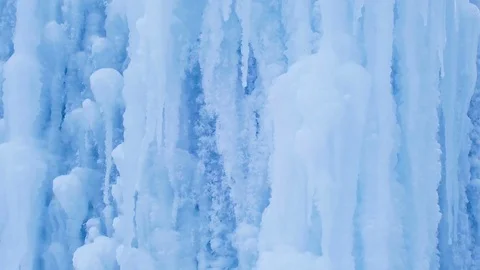 Icy waterfall close-up, blue ice mountain. Stock Footage 71330869