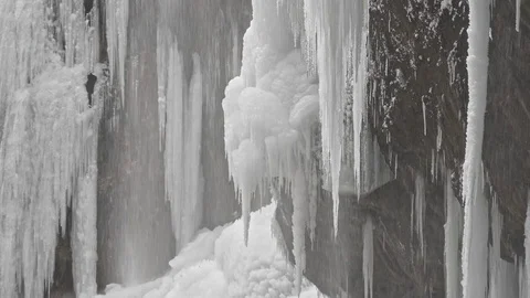 Icy waterfall close-up Stock Footage 85240306