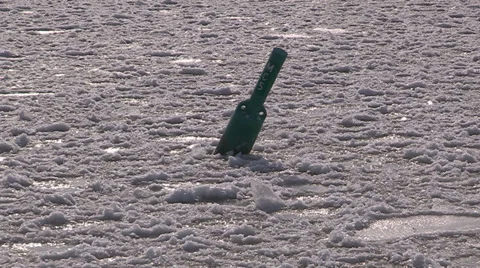 Icy waves on  the lake during cold winter of 2013 Stock Footage 36652622