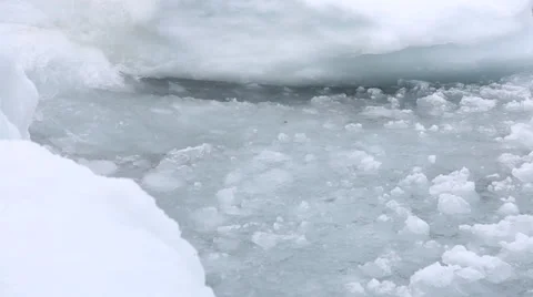 Icy waves on shore closeup Stock Footage 35543441