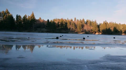 Icy, winter lake. Video stock 23671677