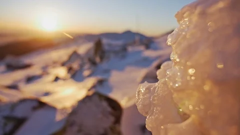 Icy Winter Sunset View Stock Footage 71098295