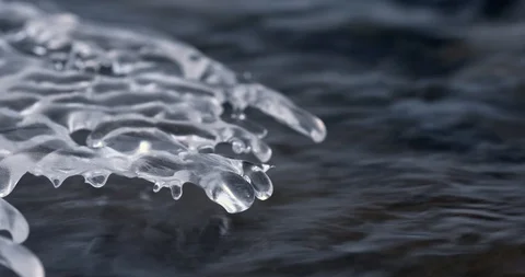 Icycle above stream Stock Footage 102171723