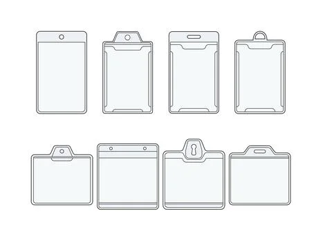 ID badge holder template set with vertical and horizontal layouts Stock Illustration
