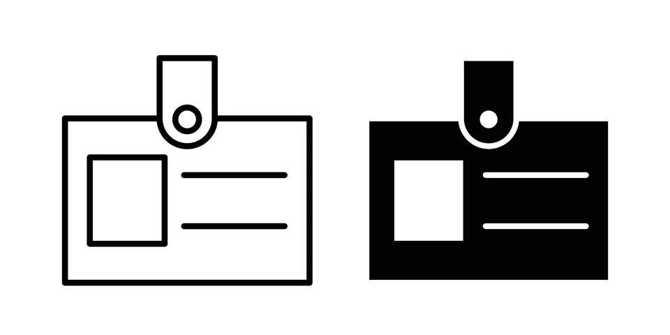 ID badge icon black vector isolated on white Stock Illustration