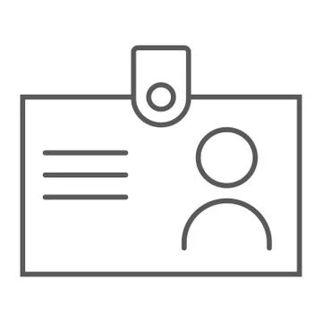 Id badge thin line icon, identification and card Stock Illustration