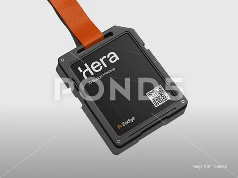 ID Card Badge Holder Mockup with Lanyard PSD Template
