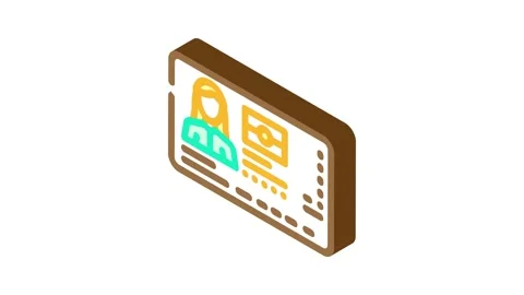 Id card biometric isometric icon animation Stock Footage 327282467