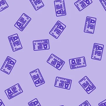 Id card biometric line vector seamless pattern Illustrazione stock