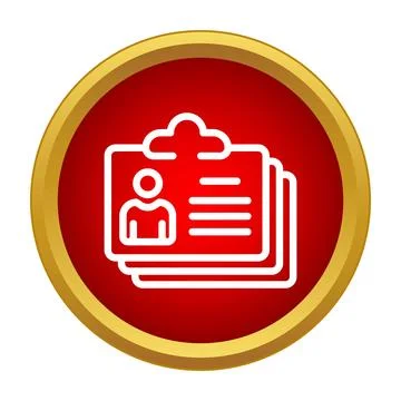 Id card credentials on red circular button Stock Illustration