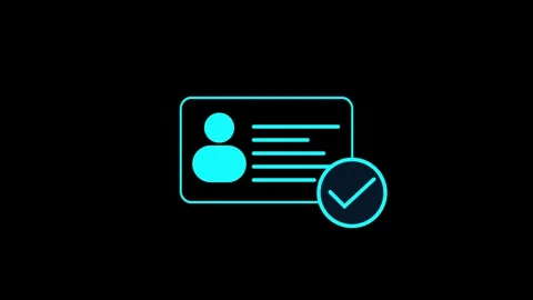 ID Card icon animated. Driver's license Identification card symbol on black.. Stock Footage 293486206
