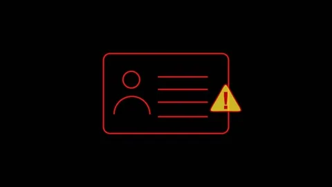 Id card icon animation with red warning. Id card icon digital identity aler.. Stock Footage 337813073