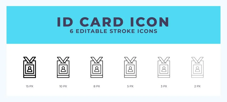 Id card icon with different stroke. Editable stroke. Vector illustration. Stock Illustration