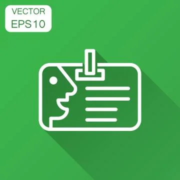 Id card icon in flat style. Identity badge vector illustration with long shad Stock Illustration