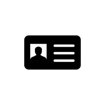ID Card Icon In Flat Style Vector For App, UI, Websites. Black Icon Vector Il Illustrazione stock
