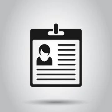 Id card icon in flat style. Identity tag vector illustration on isolated back Stock Illustration