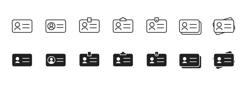 ID card icon. Horizontal identification pass with user avatar and text line.. Stock Illustration