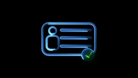 ID Card icon. Identification cards outline icon. neonriver's license Identi.. Stock Footage 307550633