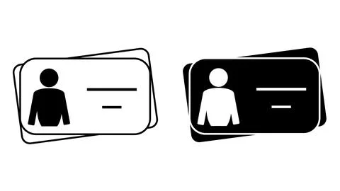 Id card icon set, driver's license, staff identification card symbol Stock Illustration