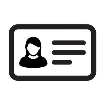 ID card icon vector female user person profile avatar symbol in flat color glyph Stock Illustration