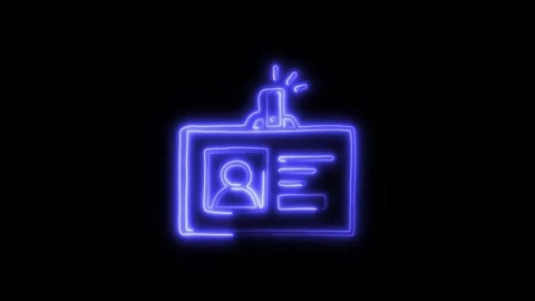 ID Card Outline Icon in HD Video Neon Animation Stock Footage 304552436