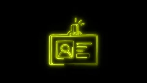 ID Card Outline Icon in HD Video Neon Animation Stock Footage 304552441