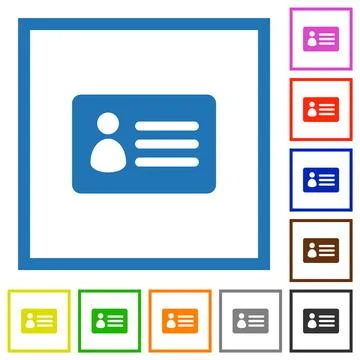 ID card solid flat framed icons Stockillustratie