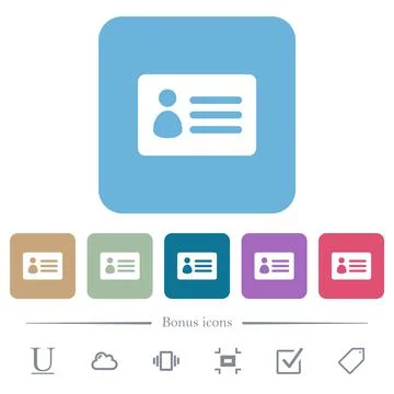 ID card solid flat icons on color rounded square backgrounds イラスト素材