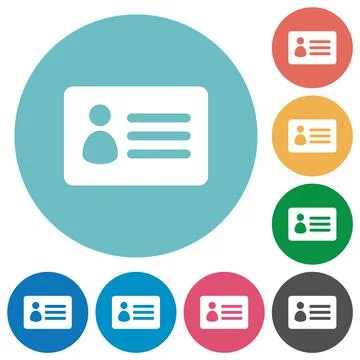 ID card solid flat round icons Stock Illustration