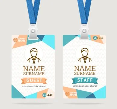 Id Card Template Plastic Badge. Vector Illustrazione stock