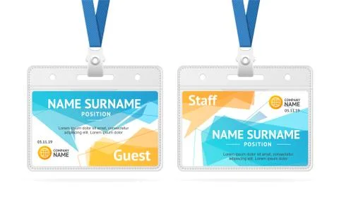 Id Card Template Plastic Badge. Vector Stock Illustration