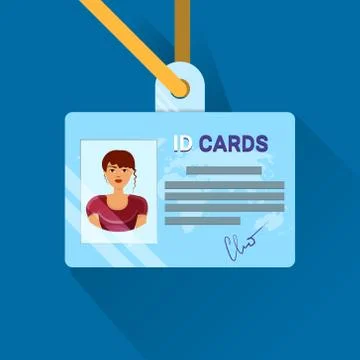 Id Card User Or Worker Identification Badge For Young Casual Female Illustrazione stock