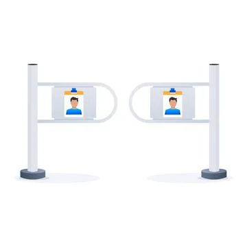 ID Card Verification Gate. Vector illustration. Stock Illustration