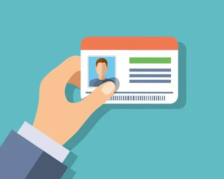 Id cards in hand Stock Illustration